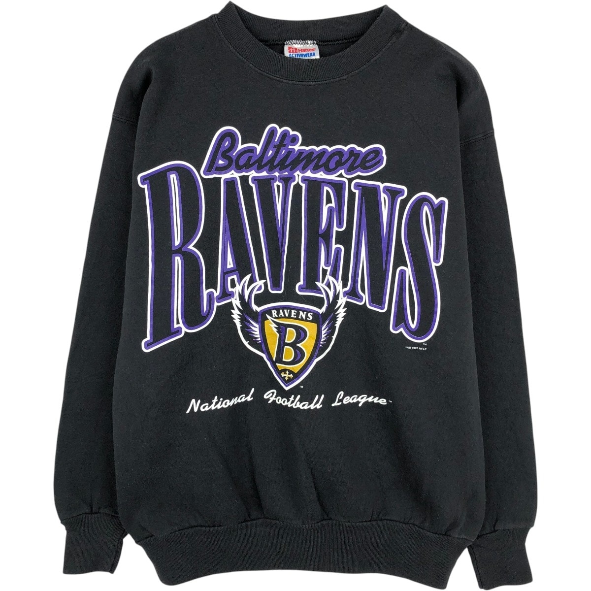 古着 00年代 ヘインズ Hanes NFL BALTIMORE RAVENS ボルティモアレイブンズ プリントスウェットシャツ トレーナー メンズM相当 長袖/eaa680602