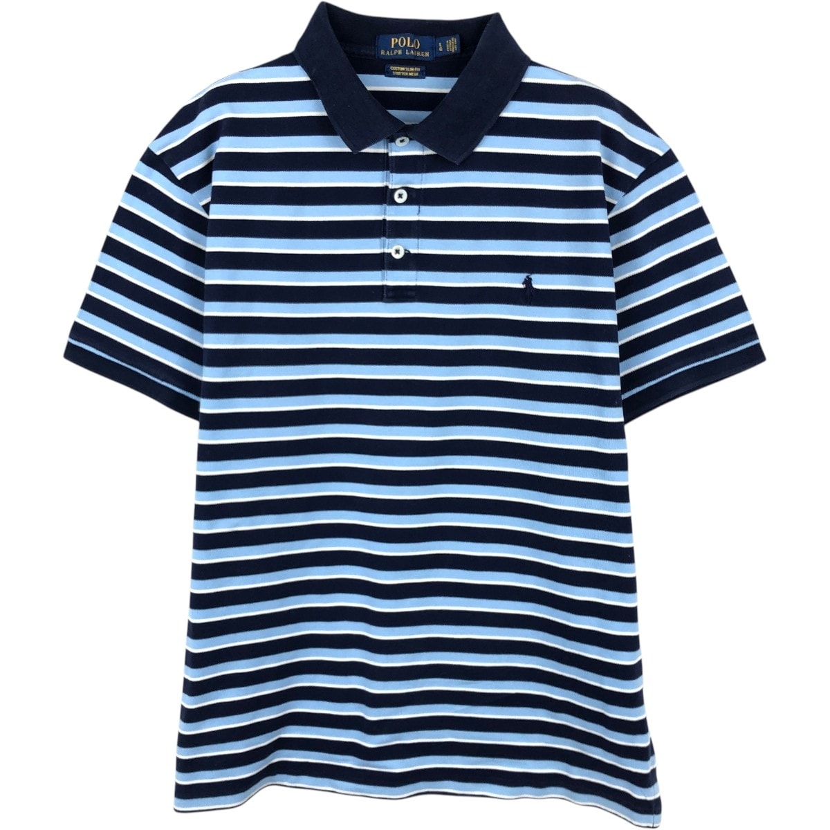 古着 ラルフローレン Ralph Lauren POLO RALPH LAUREN CUSTOM SLIM FIT マルチボーダー 半袖 ポロシャツ メンズL相当/eaa657627