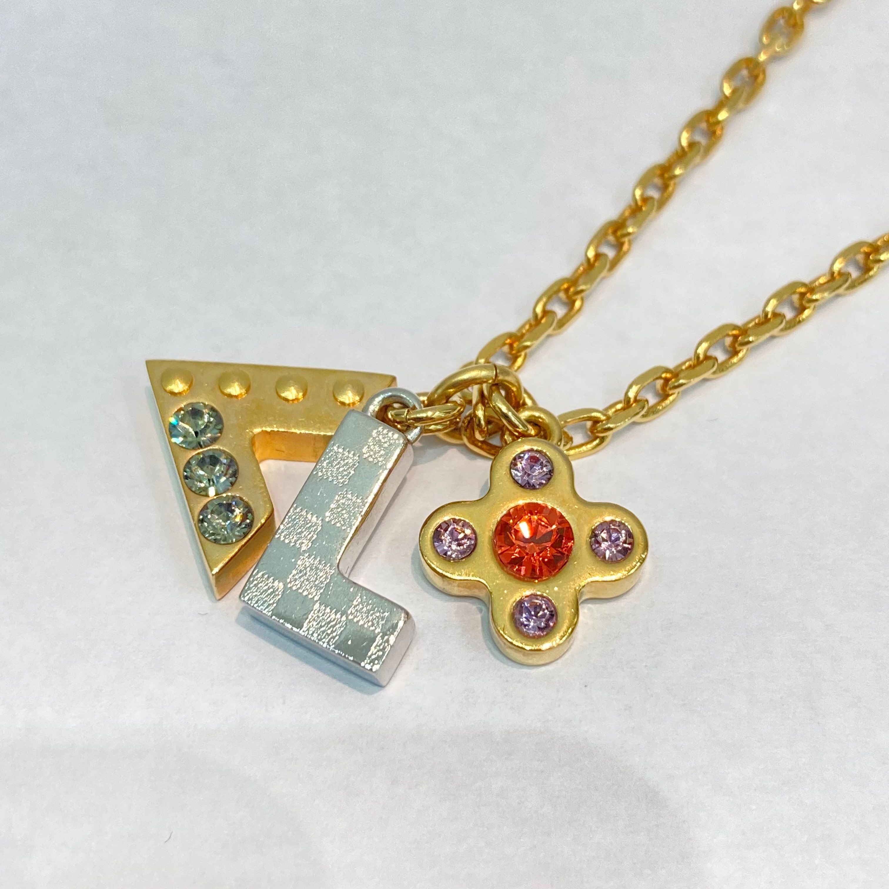 ルイヴィトン M66803 パンダンティフラブレターズ ネックレス GP