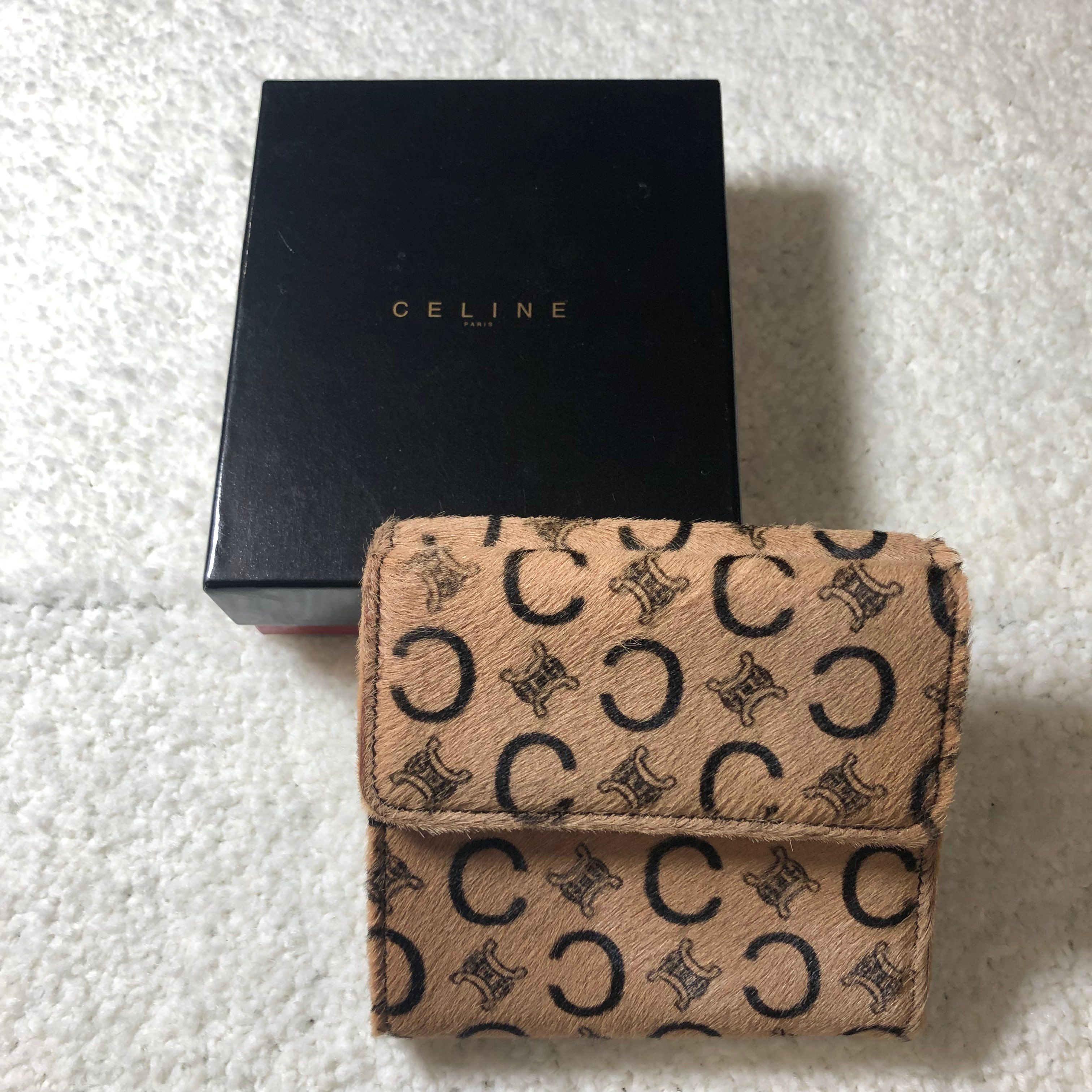 CELINE C Macadam Unborn Calf Compact Wallet