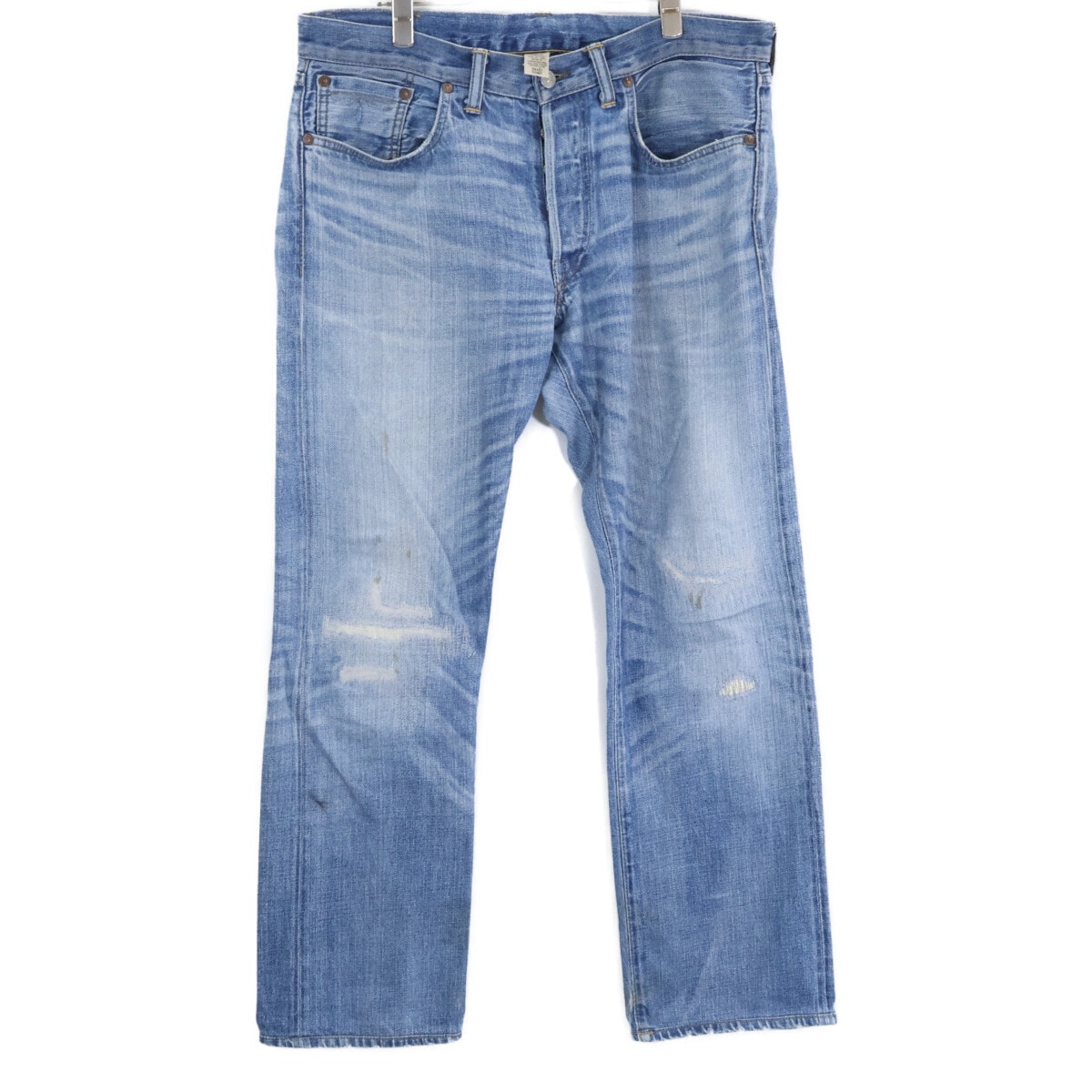 ダブルアールエル 【国内正規】USA製 ダメージ加工 ボタンフライ デニムパンツ 34