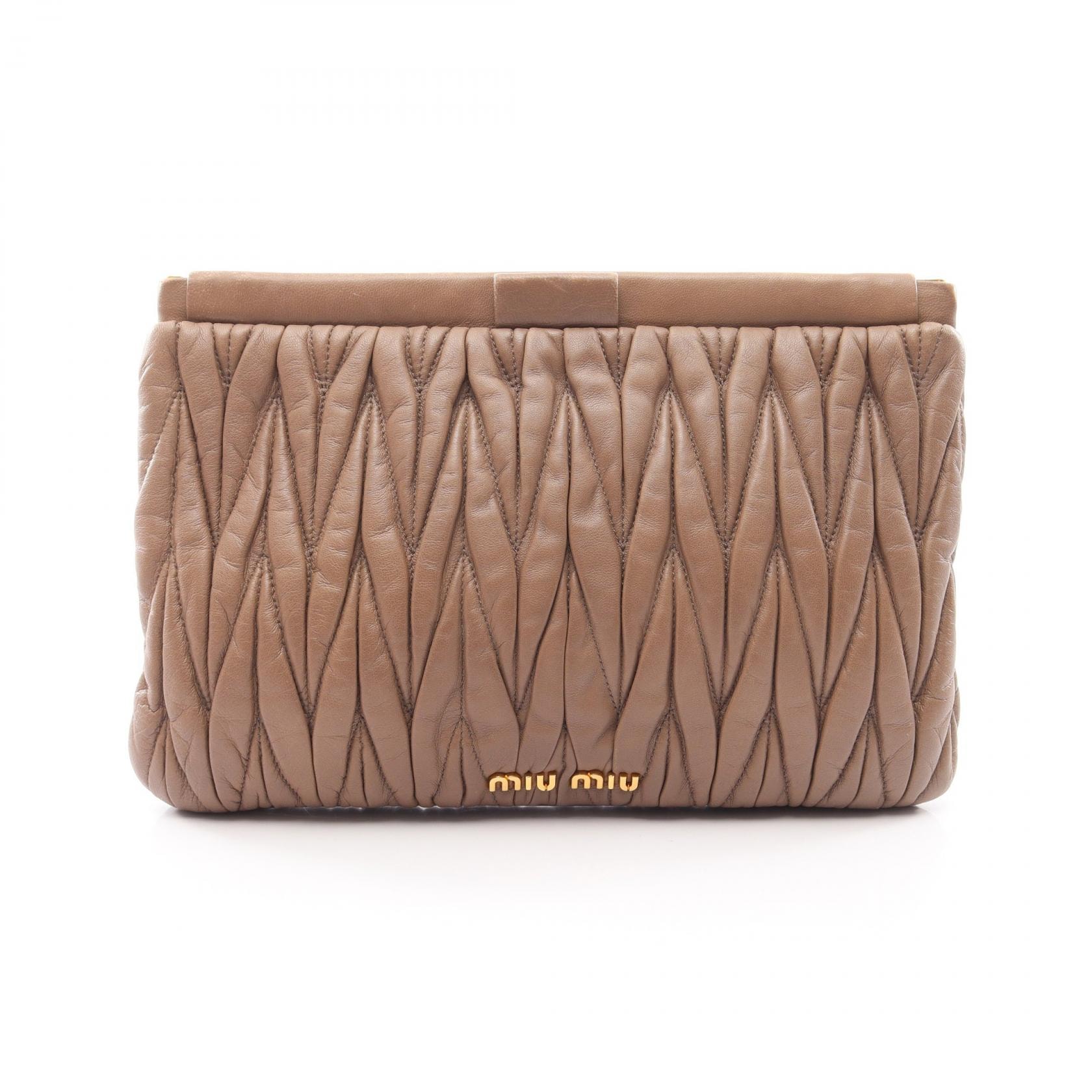 ミュウ ミュウ Miu Miu MATELASSE セカンドバッグ クラッチバッグ バッグ レザー レディース グレー系 5N1573 【中古】
