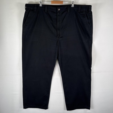 古着 カーハート Carhartt ワークパンツ ワーク チノパン ストレート ワンポイントロゴ 大きいサイズ ブラック メンズ