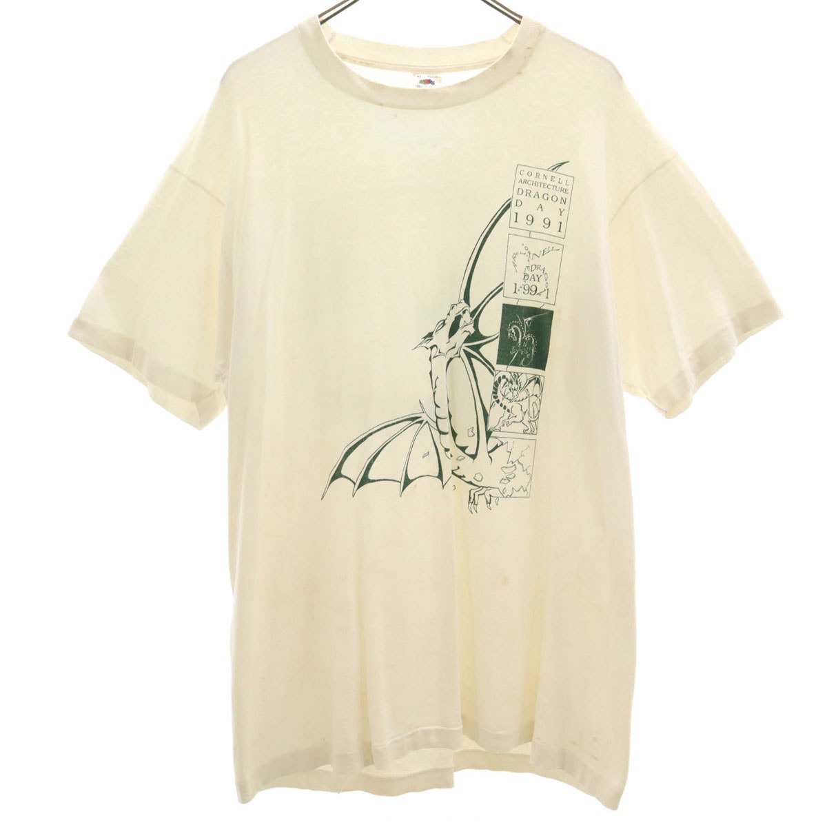 FRUIT OF THE LOOM フルーツオブザルーム 90s USA製 オールド 半袖 Tシャツ XL 白 ドラゴン シングルステッチ