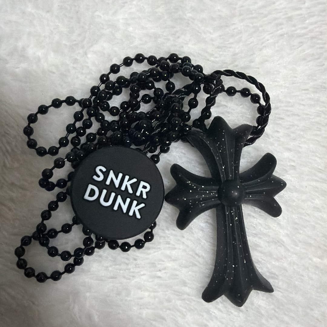 Chrome Hearts Rubber Small CH Cross Silicon Necklace "Black/Lame"