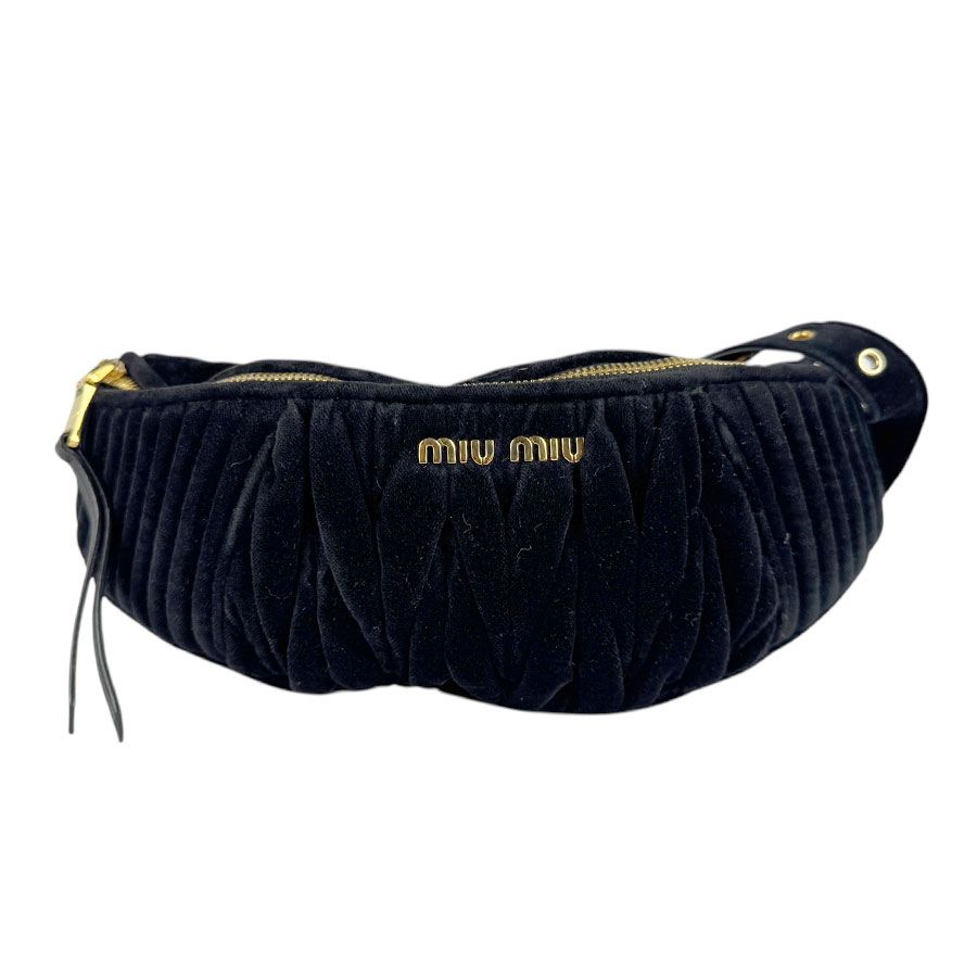 ミュウミュウ MIUMIU ウエストバッグ ベルベット ブラック レディース【中古】 z4846