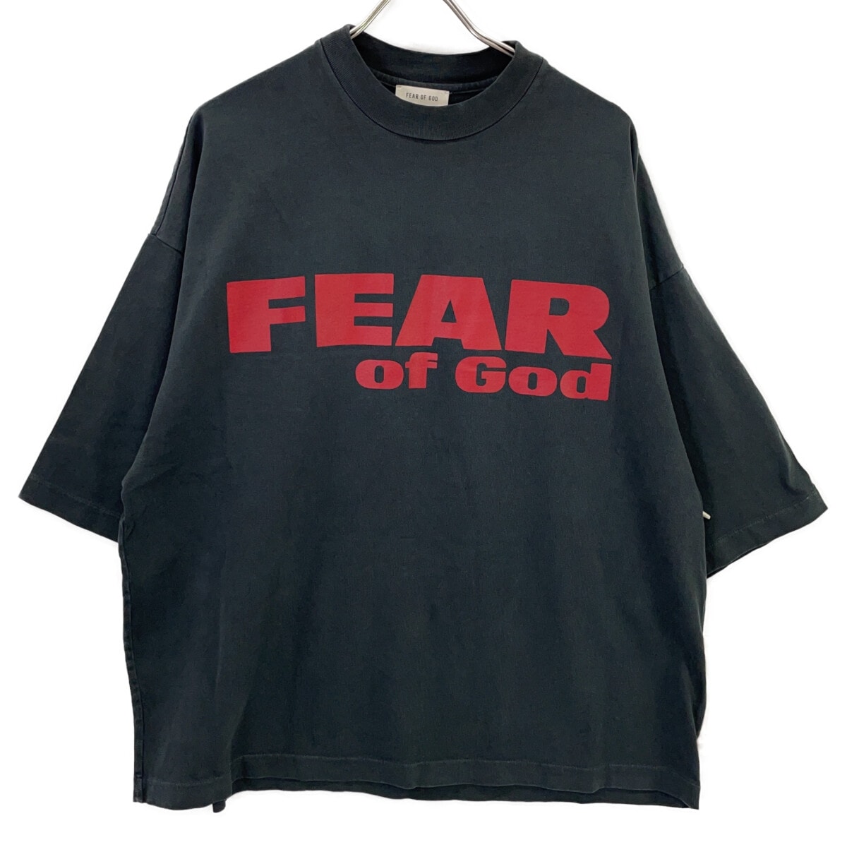 フィアオブゴッド 25FW ブラック×レッド RELAXED FEAR IS GONE TEE Tシャツ M