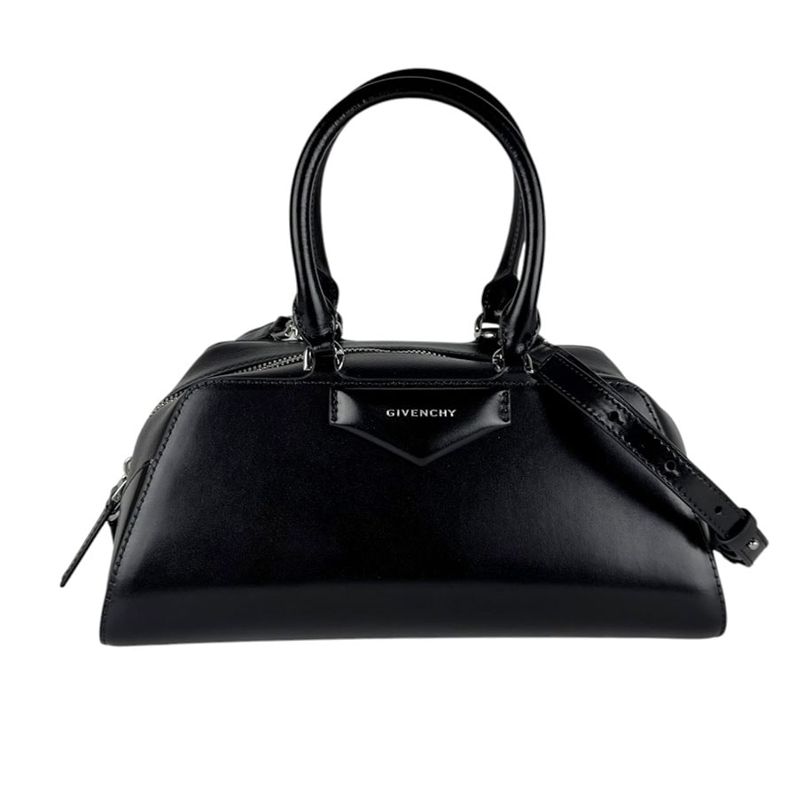 ジバンシィ GIVENCHY ハンドバッグ ショルダーバッグ アンティゴナ イーストウエスト レザー ブラック シルバー レディース【中古】 z11028