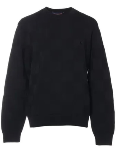 ルイヴィトン 22AW ダミエ ニット M メンズ ブラック RM222Q