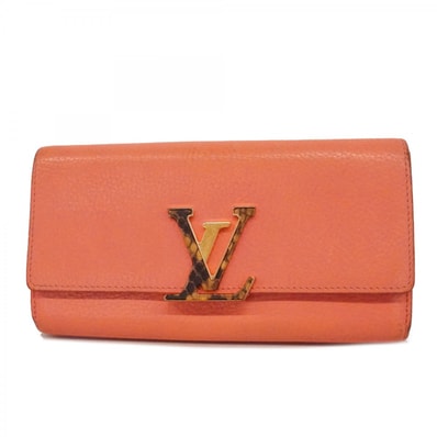 ★最終価格【6ce5933】ルイヴィトン 長財布 トリヨン ポルトフォイユカプシーヌ N92927 ピンク パイソン【中古】レディース