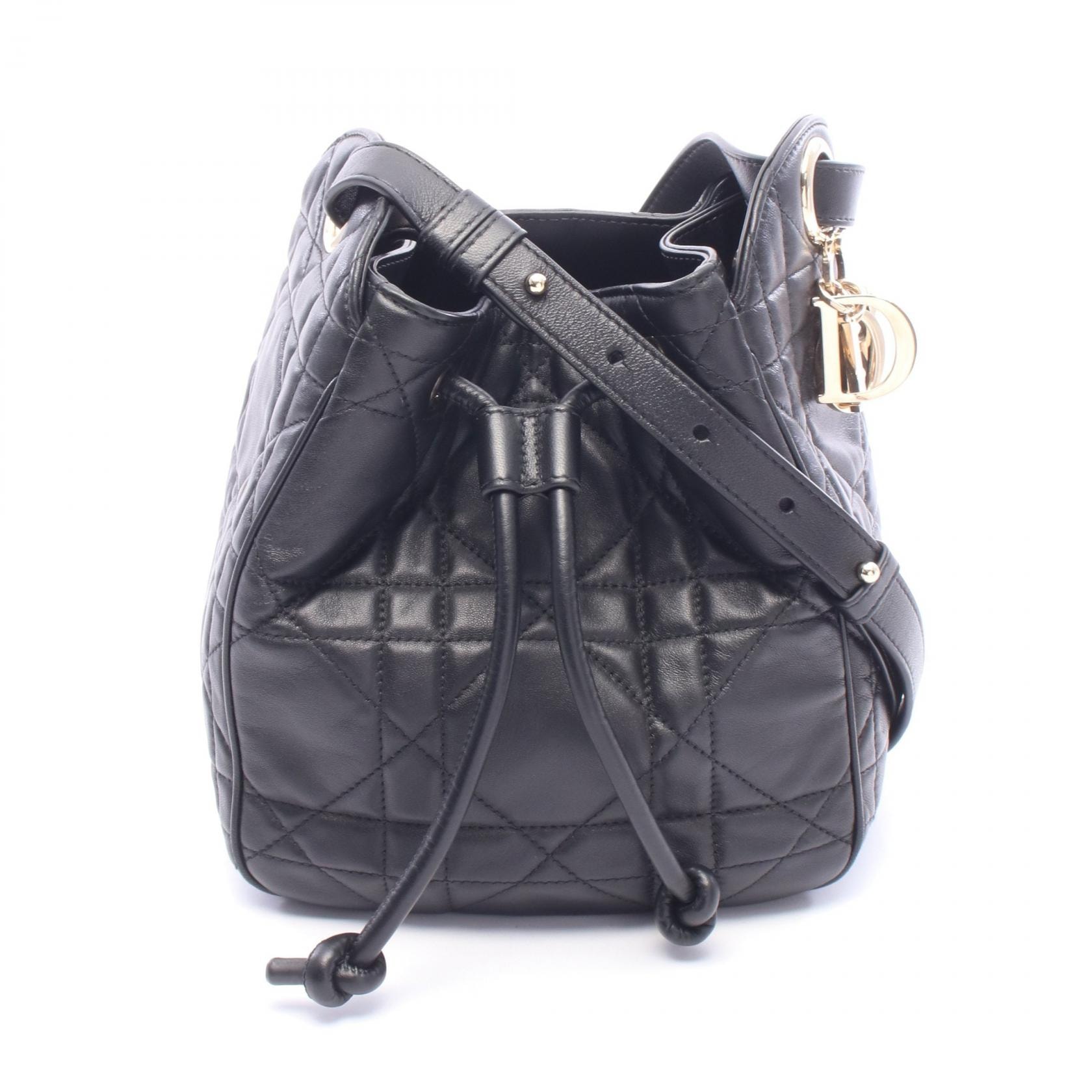 ディオール Dior ディーモーション スモール カナージュ ショルダーバッグ バッグ ラムスキン(羊革) レディース ブラック系 M2851ONWP 【中古】