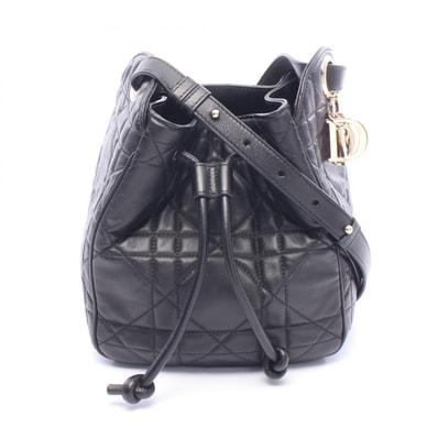 ディオール Dior ディーモーション スモール カナージュ ショルダーバッグ バッグ ラムスキン(羊革) レディース ブラック系 M2851ONWP 【中古】