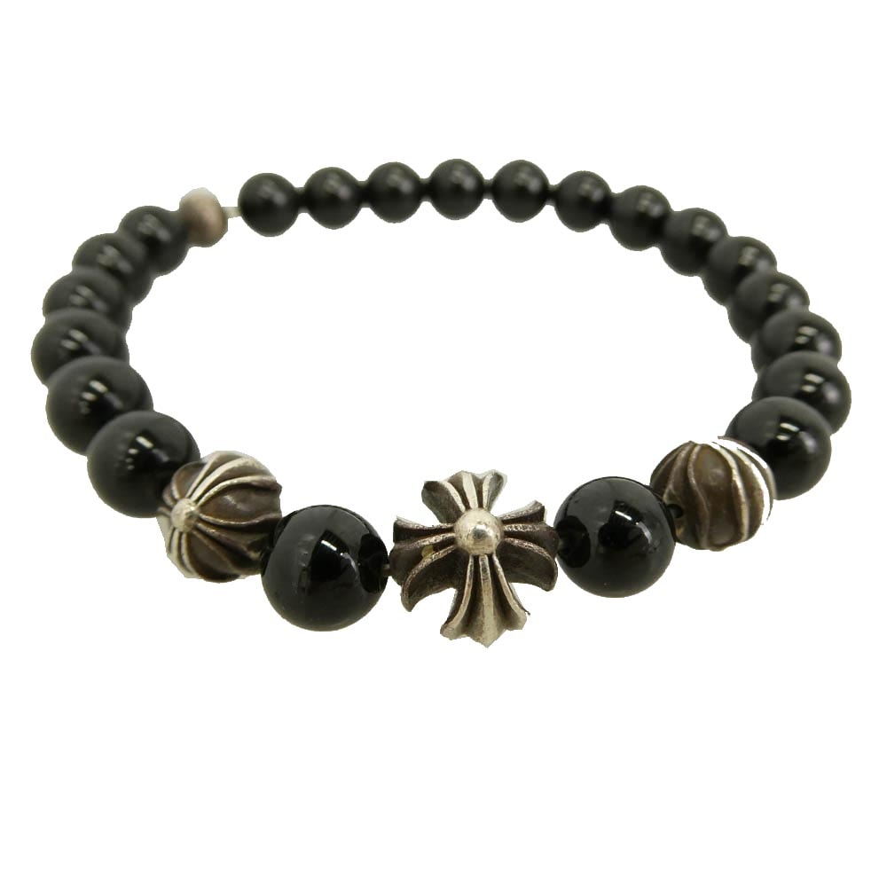 CHROME HEARTS クロムハーツ(原本無) 8mm BEAD 8mmビーズ ブレスレット ブラック系 シルバー系【中古】
