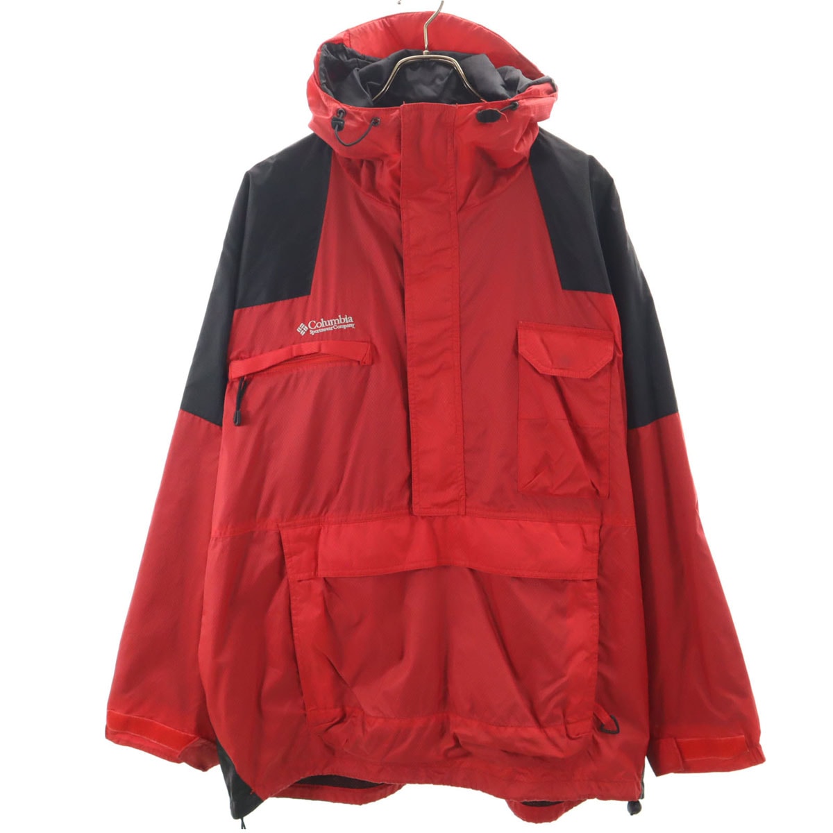 Columbia コロンビア ハーフジップ ナイロンジャケット L レッド プルオーバー アウトドア