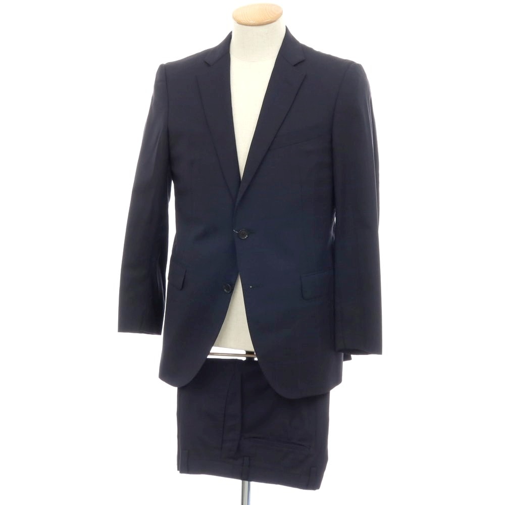 【中古】バーバリーロンドン BURBERRY LONDON ウールシルク チェック 2つボタンスーツ ネイビー【サイズ36】【メンズ】