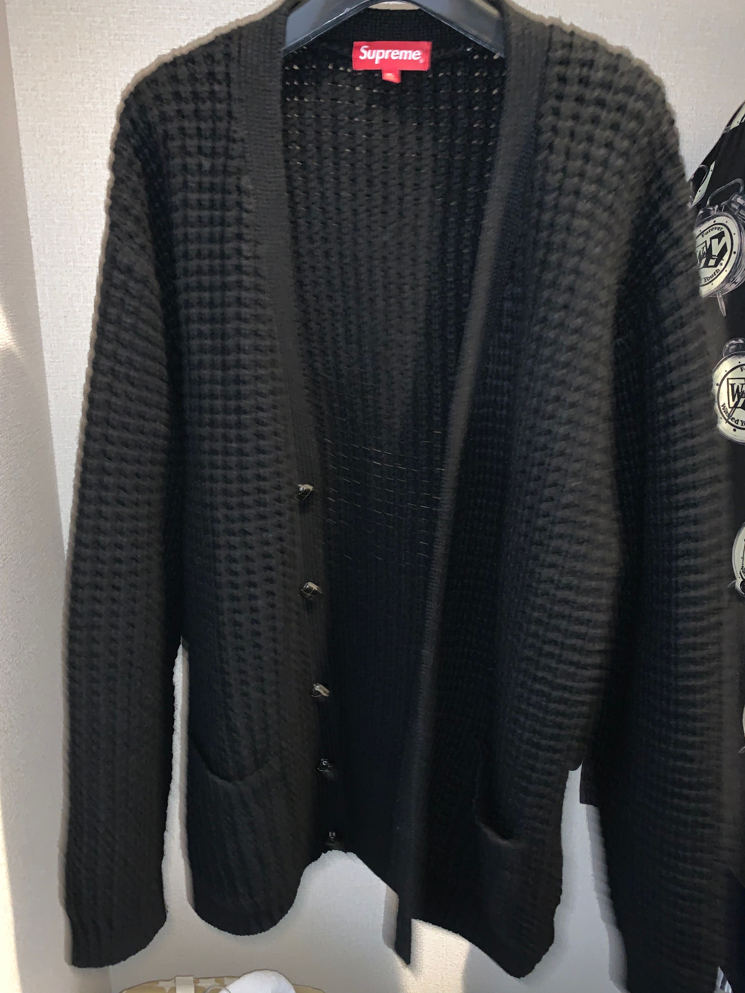 Supreme Waffle Knit Cardigan "Black"