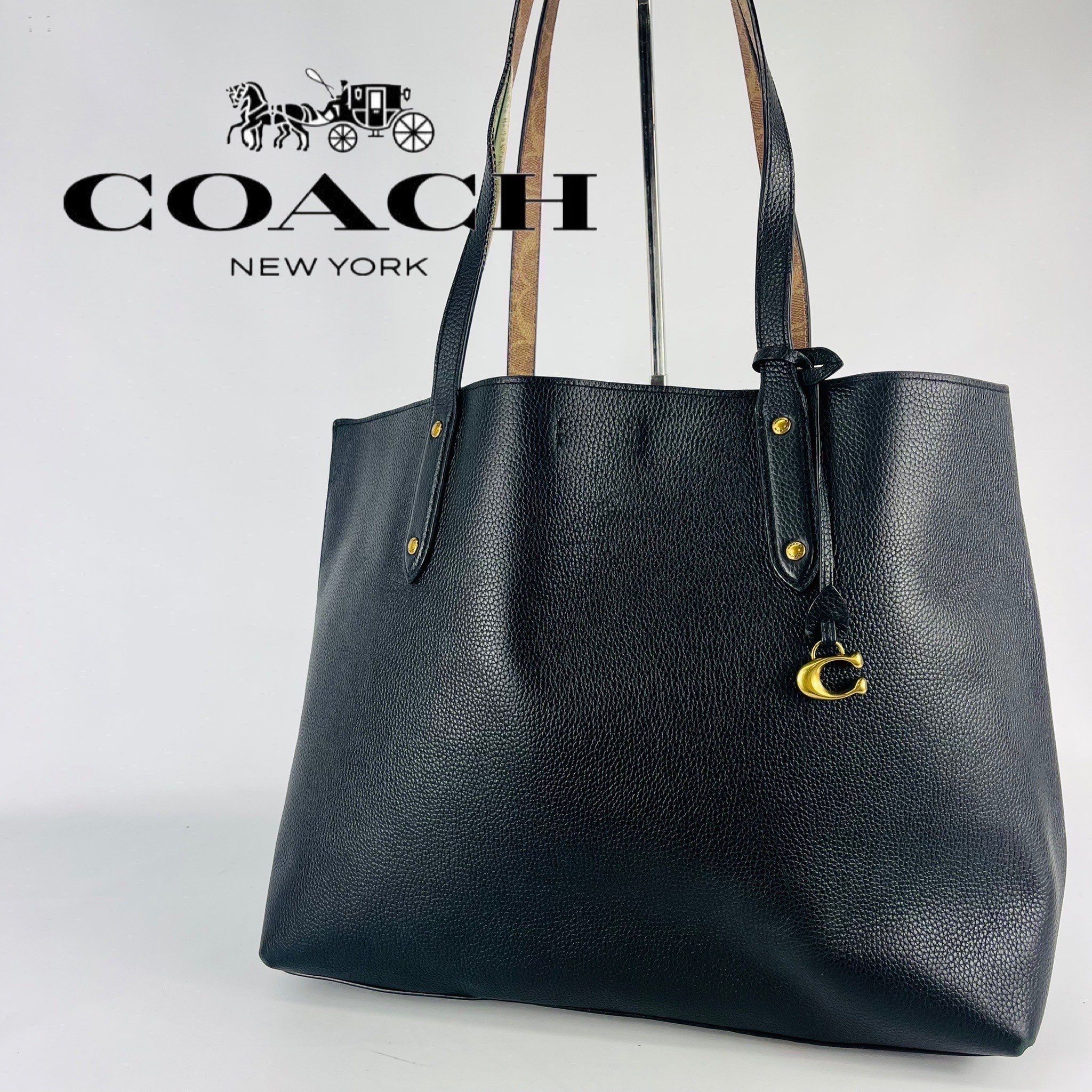 【即日発送】coach コーチ トートバッグ 肩掛け レザー ブラック