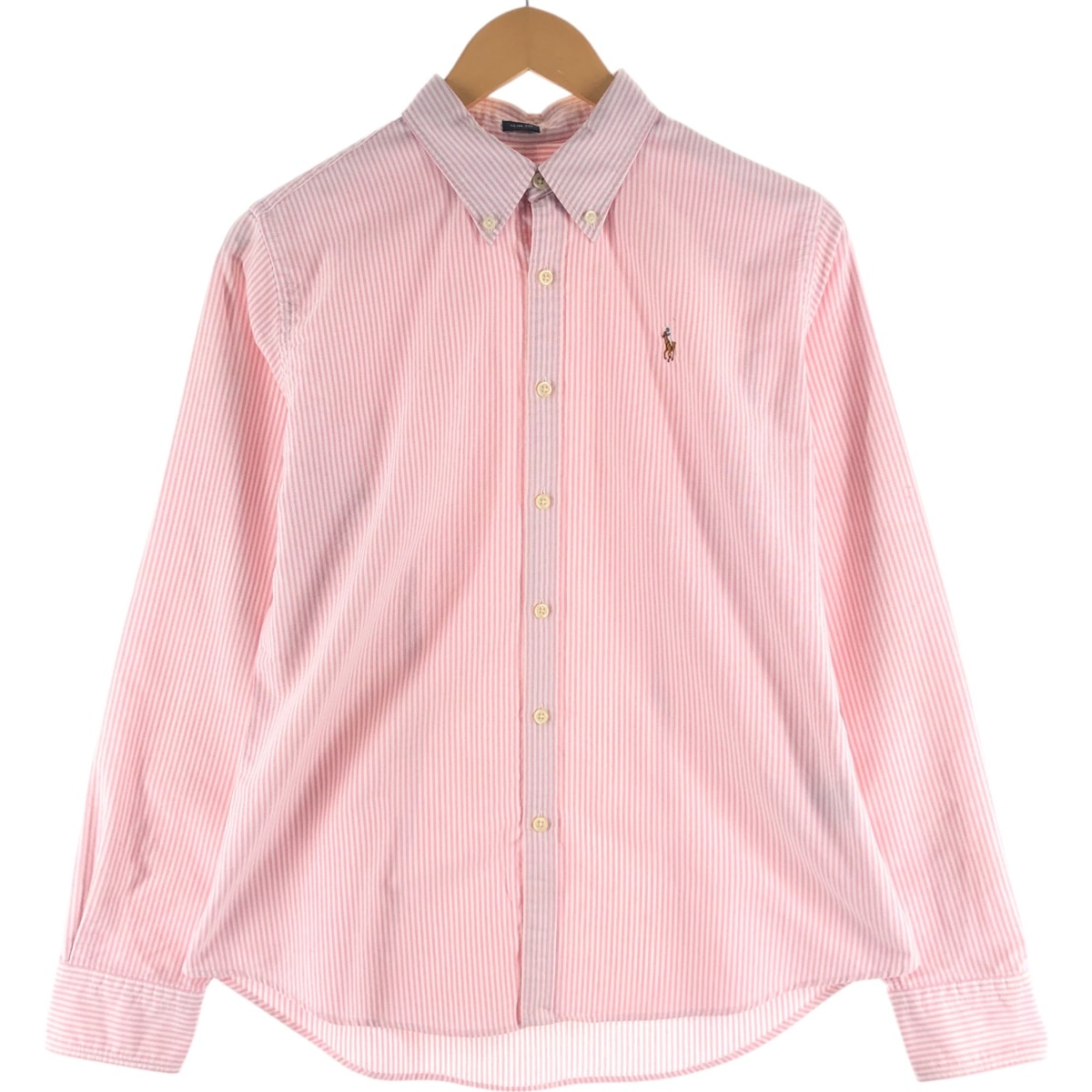 古着 ラルフローレン Ralph Lauren SLIM FIT スリムフィット 長袖 ボタンダウンストライプシャツ レディースM相当/eaa524959