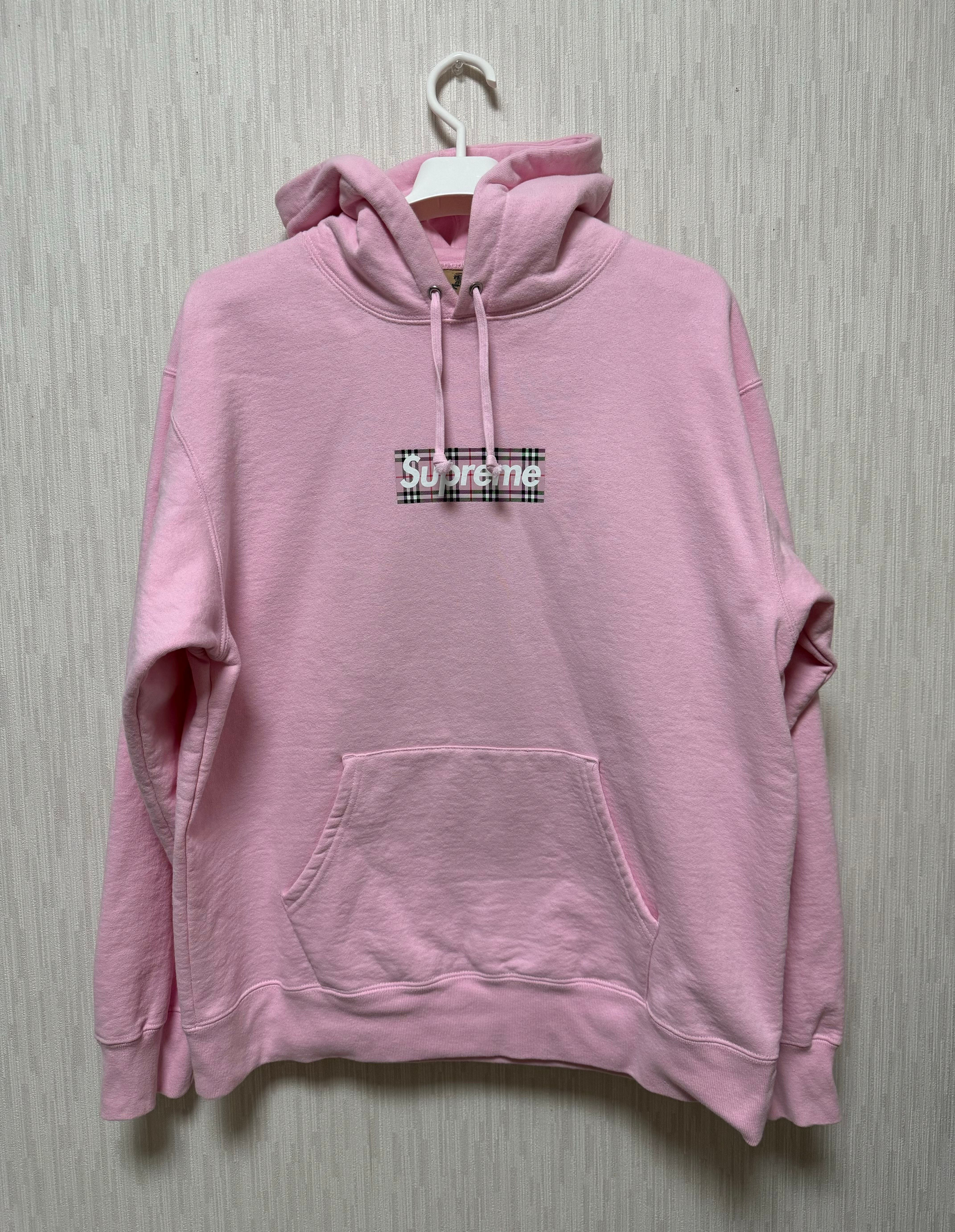 Supreme / Burberry Box Logo Hooded Sweatshirt "Pink"