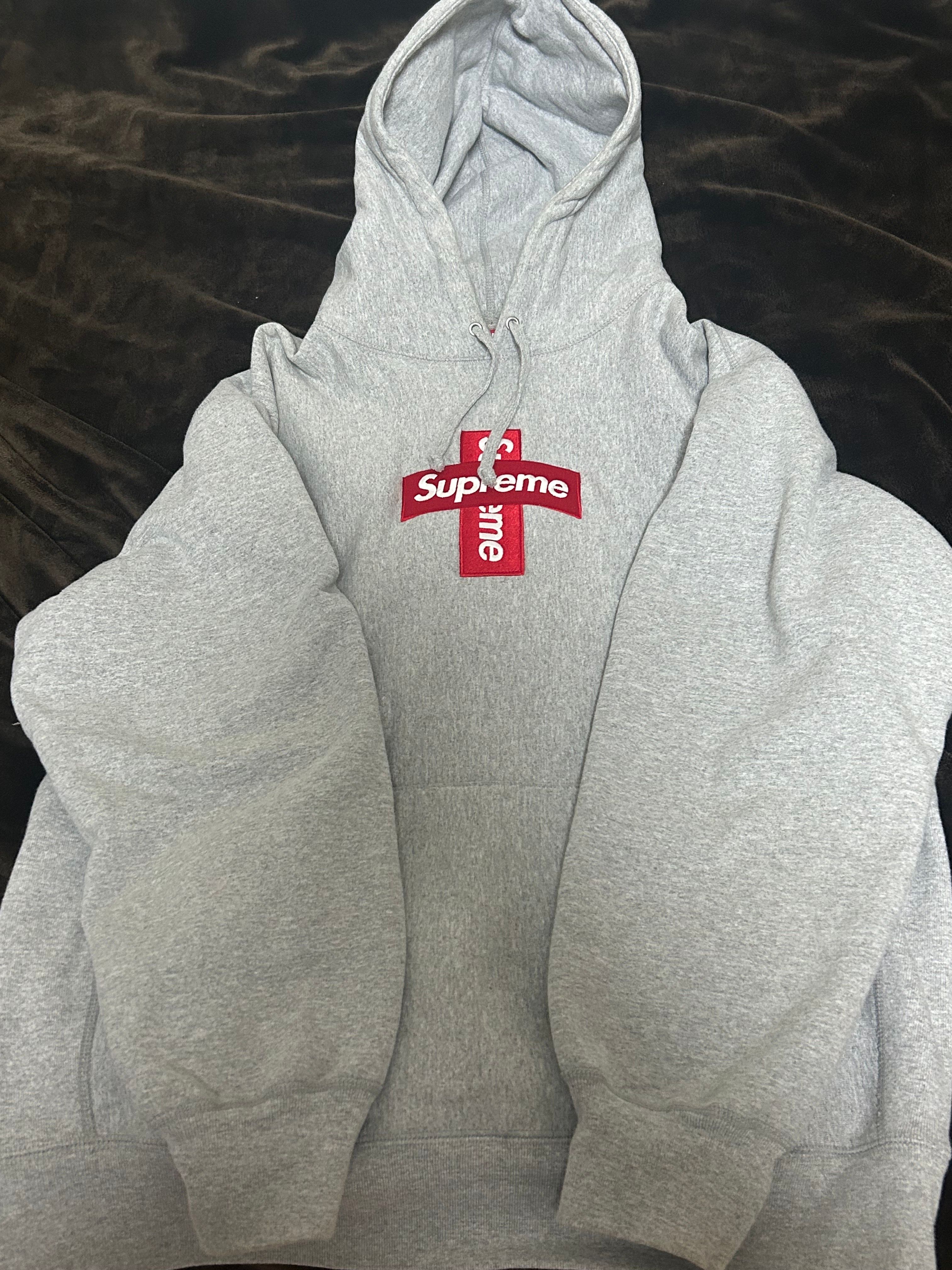 Supreme Cross Box Logo Hooded Sweatshirt "Grey"