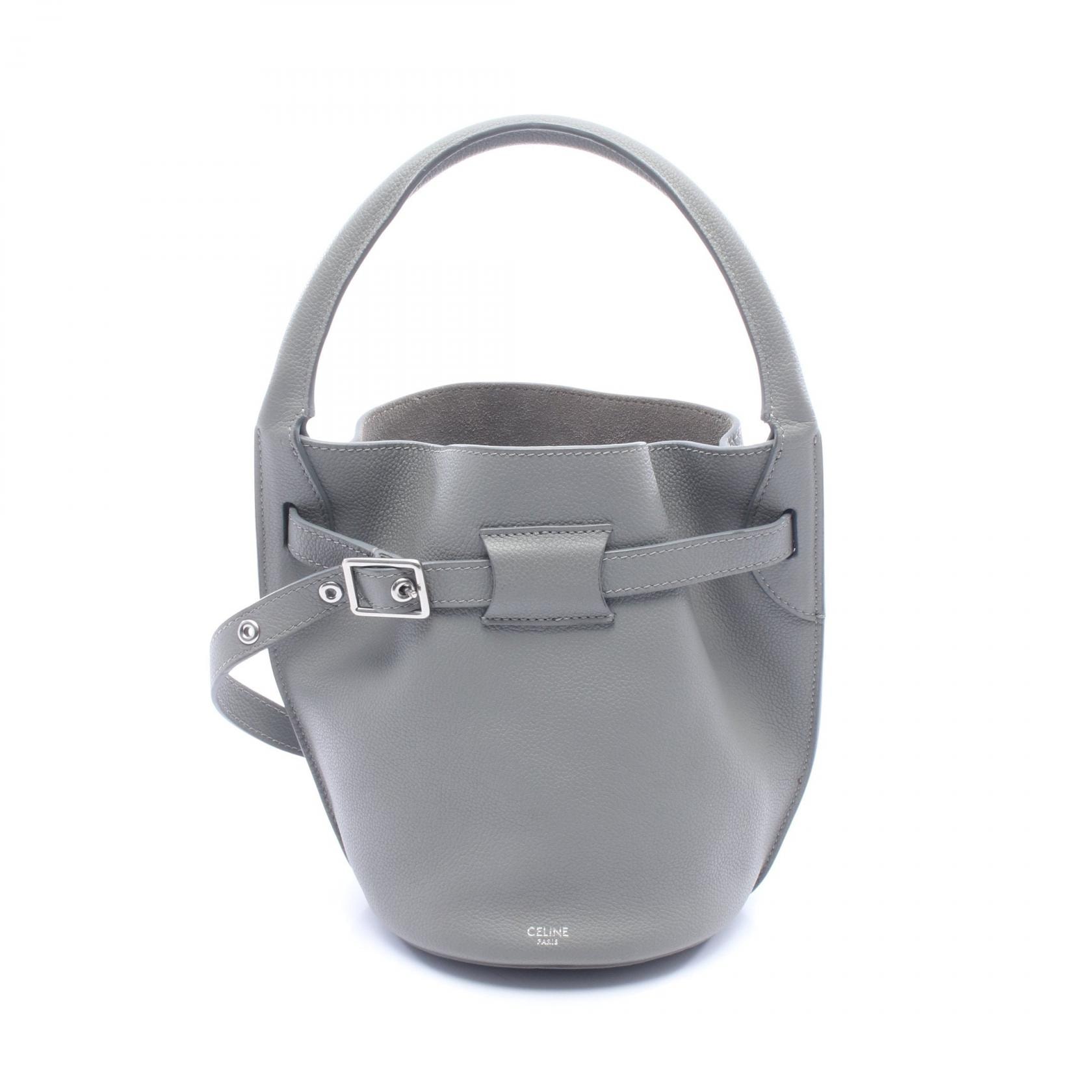 セリーヌ CELINE ビッグバッグ バケット ナノ ハンドバッグ バッグ レザー レディース グレー系 187243A4U 【中古】