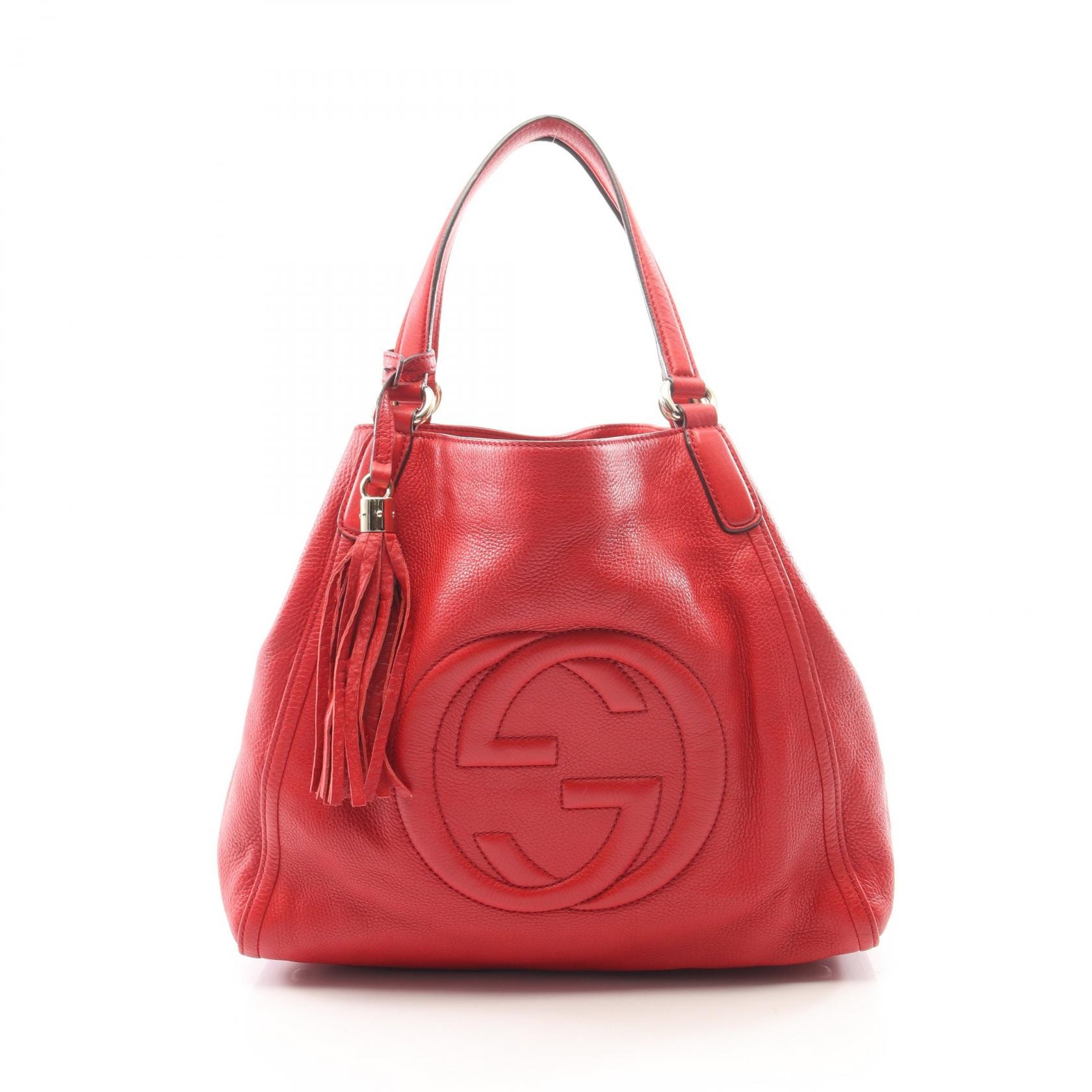 グッチ GUCCI ソーホー セラリウス インターロッキングG トートバッグ バッグ レザー レディース レッド系 282309 【中古】
