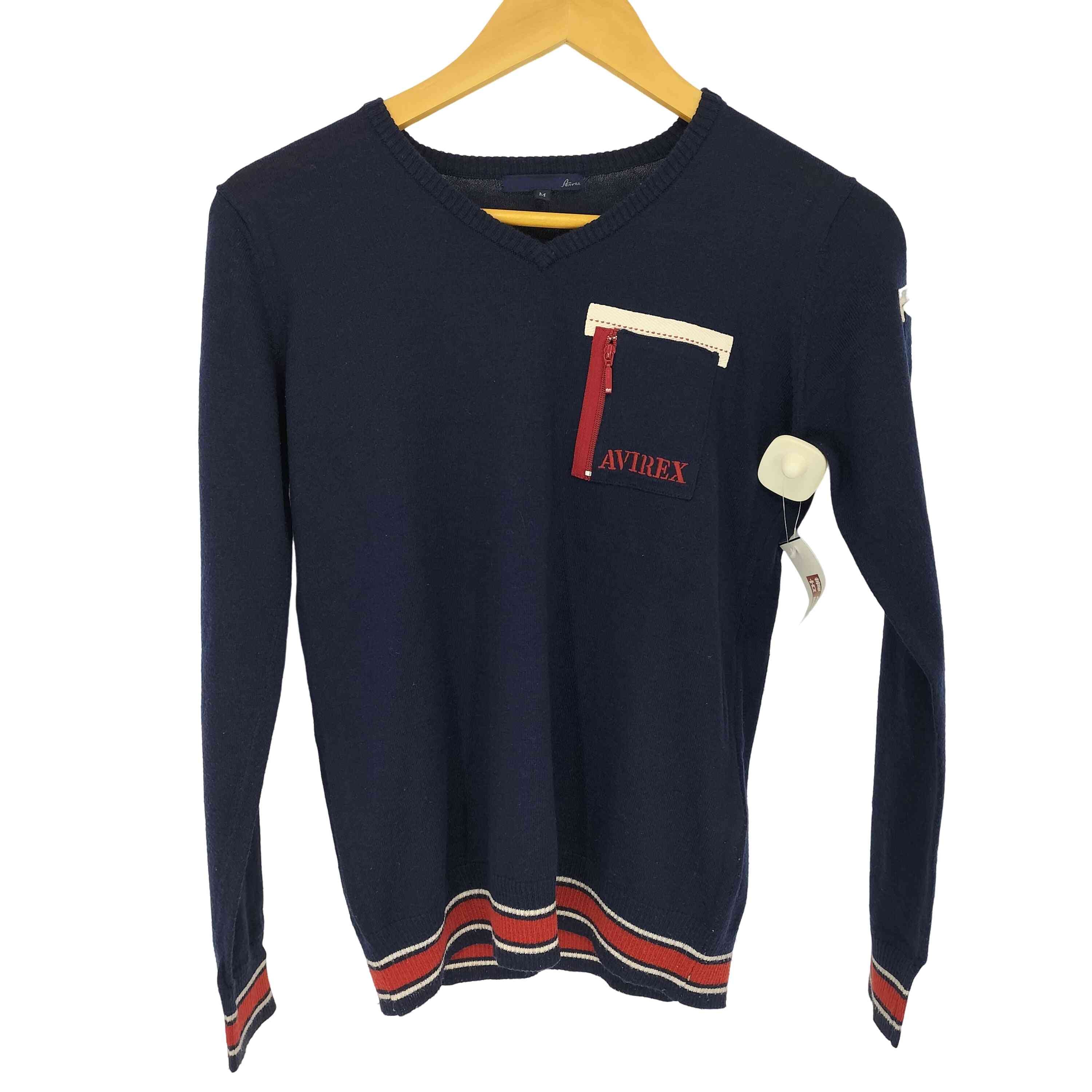 ロゴ刺繍 Vネックニット【1138686636028】