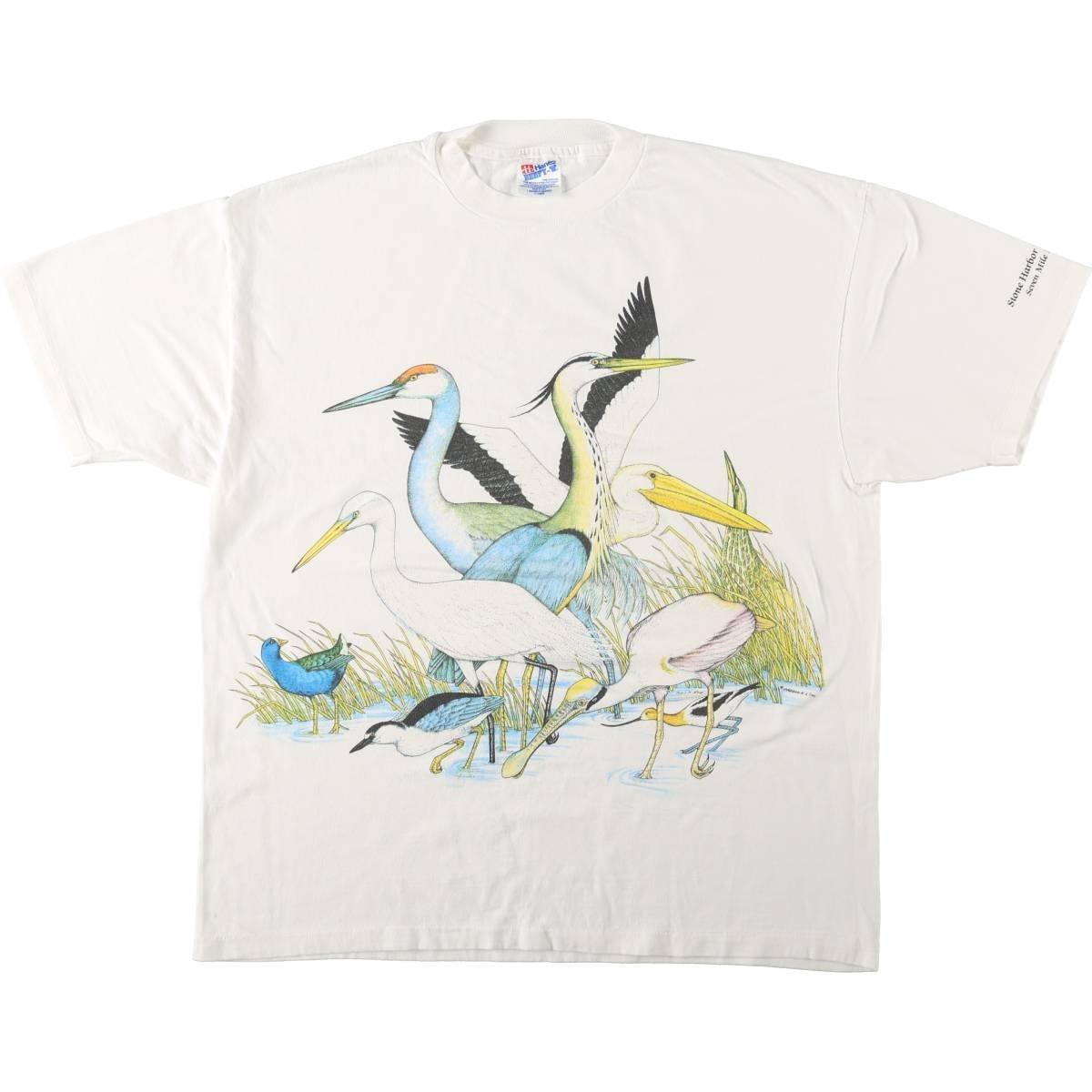 古着 90年代 ヘインズ Hanes BEEFY-T アニマル柄 サギ柄 アニマルTシャツ USA製 メンズXL相当 ヴィンテージ シングルステッチ/eaa680584
