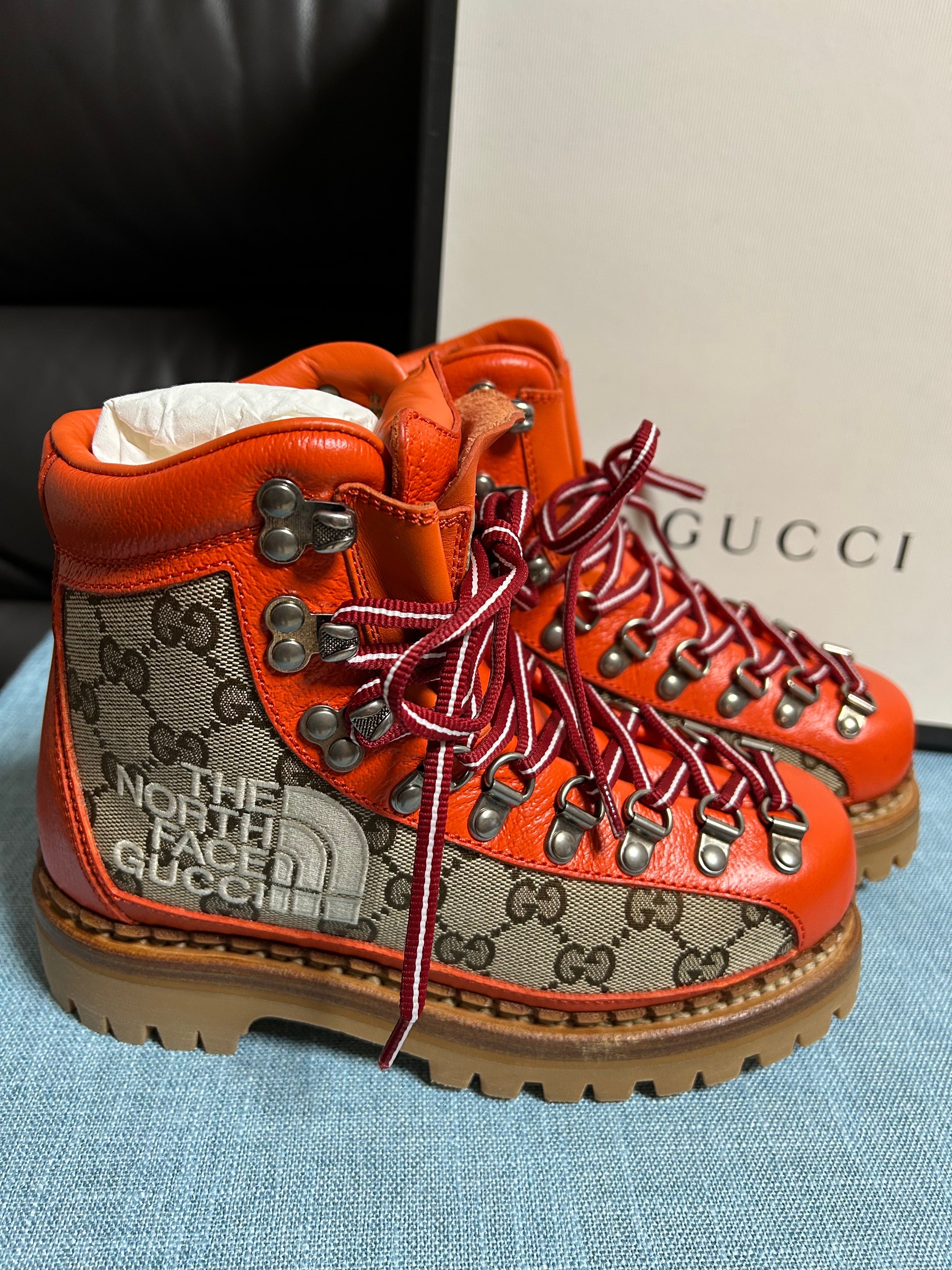 ザノースフェイスグッチ GGロゴレザーキャンバス エンジニアブーツ トレッキング