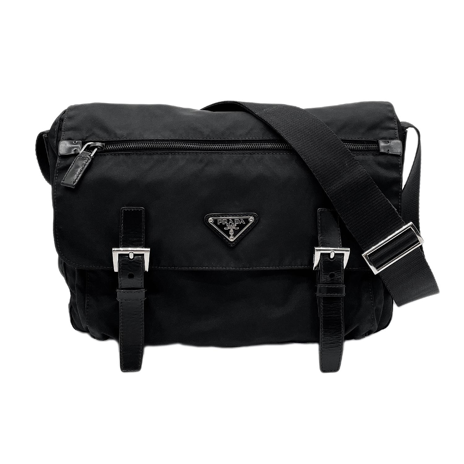 PRADA プラダ メッセンジャー ショルダーバッグ
 ナイロン ブラック メンズ
 【中古】