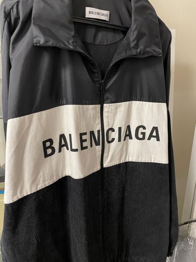 BALENCIAGA Logo Nylon Denim Track Jacket "Black"