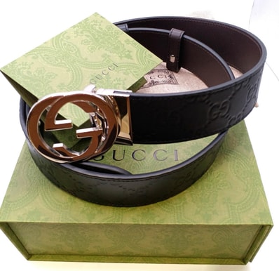 Gucci Signature Reversible Leather Belt "Black"