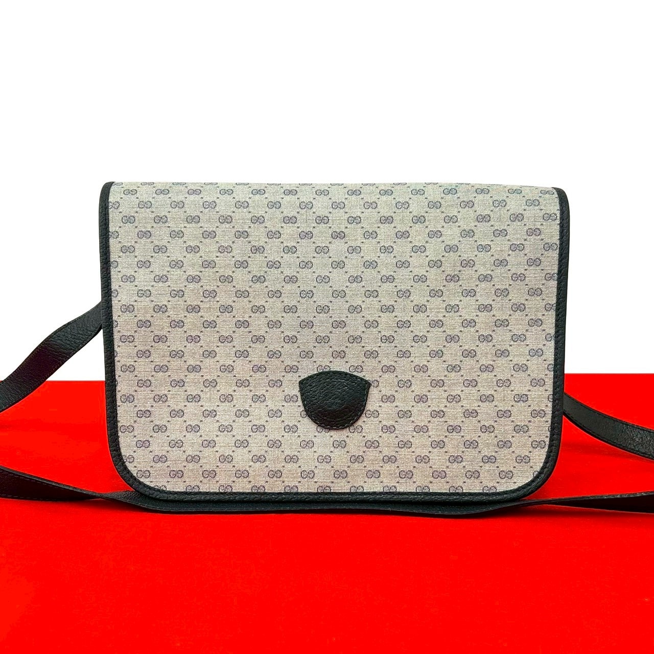 GUCCI グッチ マイクロGG ロゴ PVC レザー ショルダーバッグ ネイビー
 38939