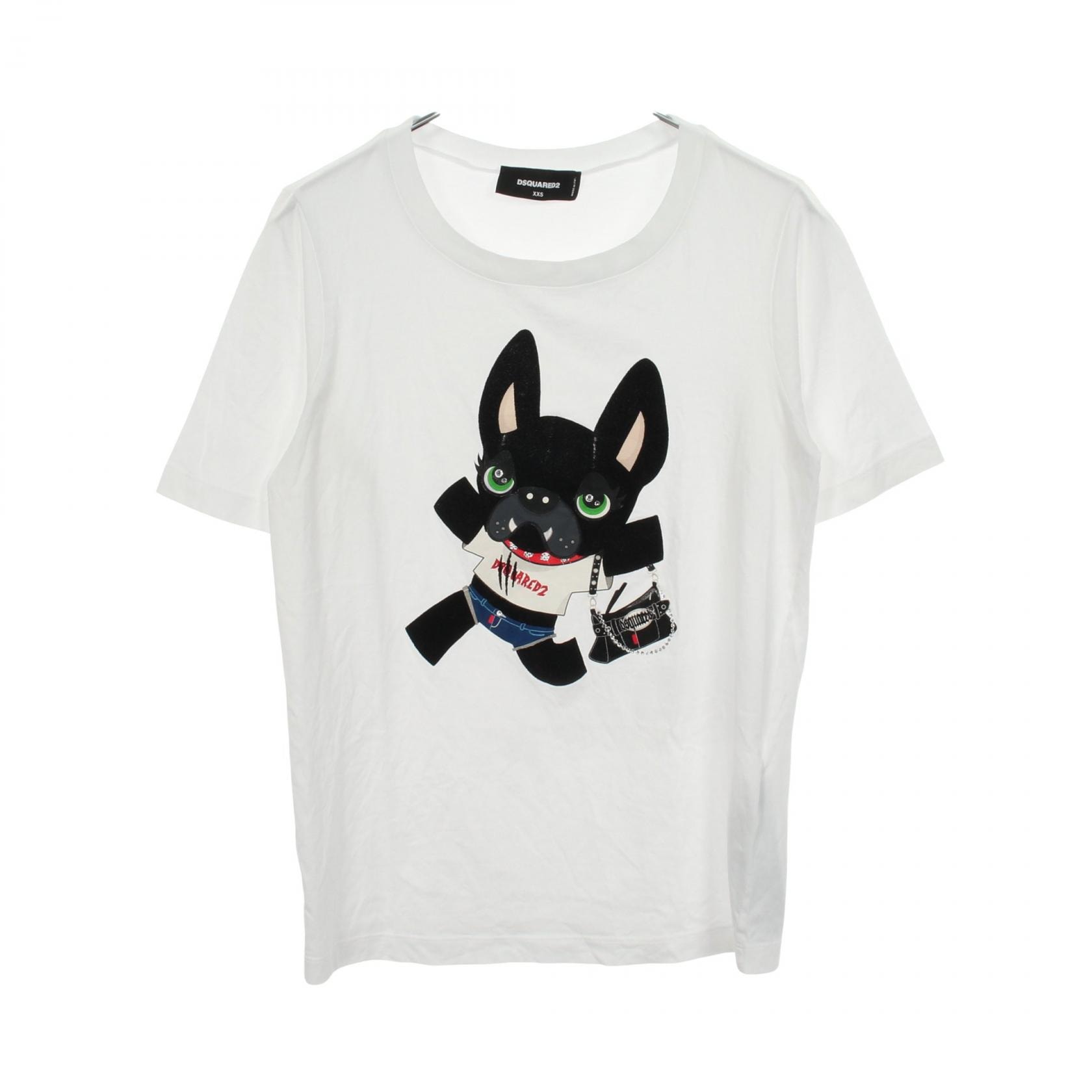 ディースクエアード DSQUARED2 ドッグ 半袖Tシャツ 衣料品 トップス コットン ラインストーン レディース ホワイト系 2024S75GD0440S2466 【中古】