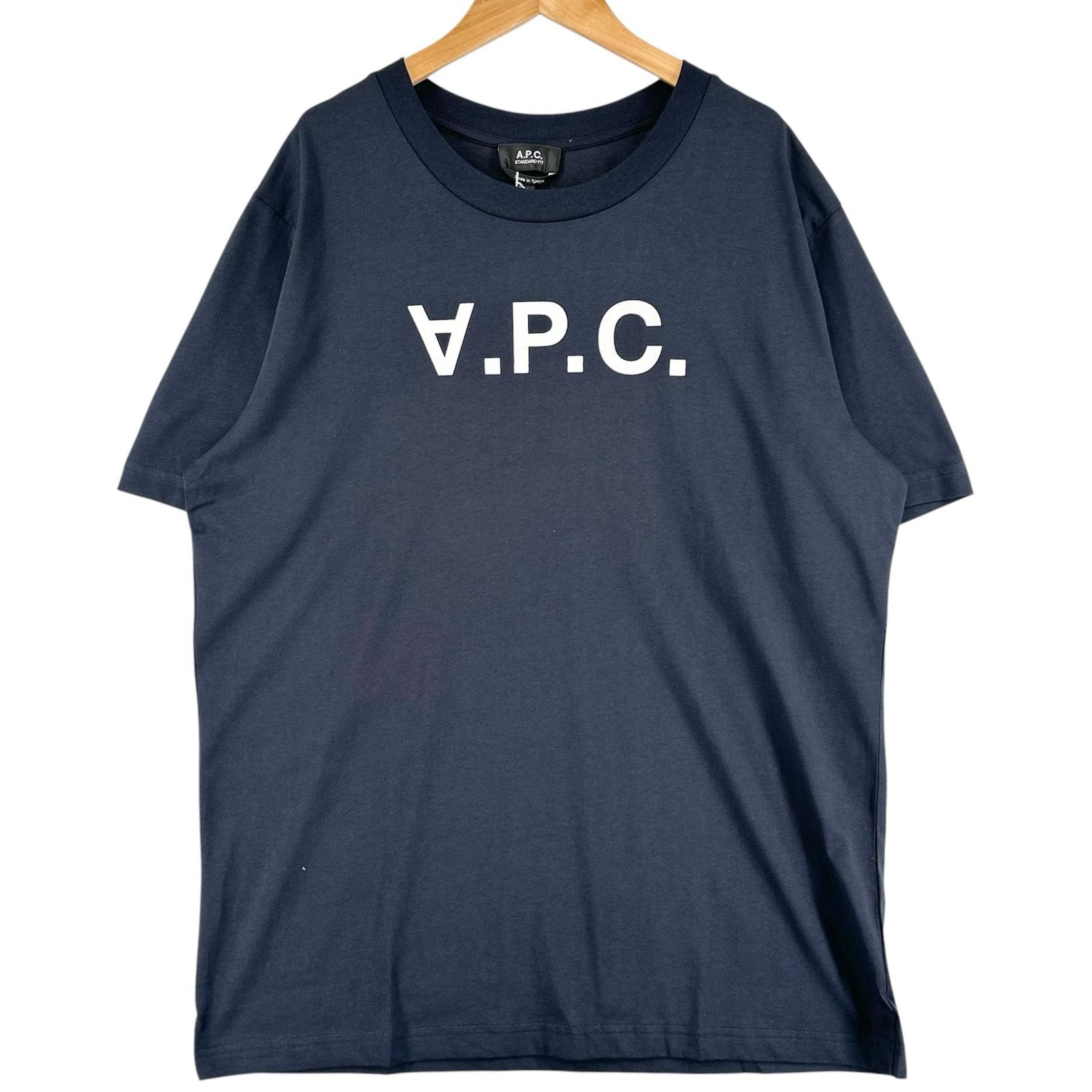 未使用品 A.P.C. アーペーセー Standard Grand VPC ブランドロゴ 春夏 SS 半袖Tシャツ コットン ネイビー メンズ XL【古着】【中古】