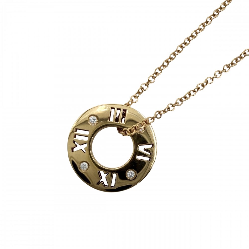 TIFFANY&Co. ティファニー ネックレス アトラス スモール ピアスドサークル ペンダント ジュエリー 18金PG Au750 アクセサリー K18ピンクゴールド ダイヤモンド レディース 約3.2g 美品【中古品】