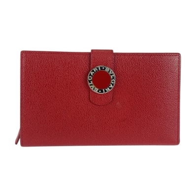 美品 BVLGARI ブルガリ コローレ レッド シルバー金具 レザー 長財布 ロングウォレット 505931 【中古】