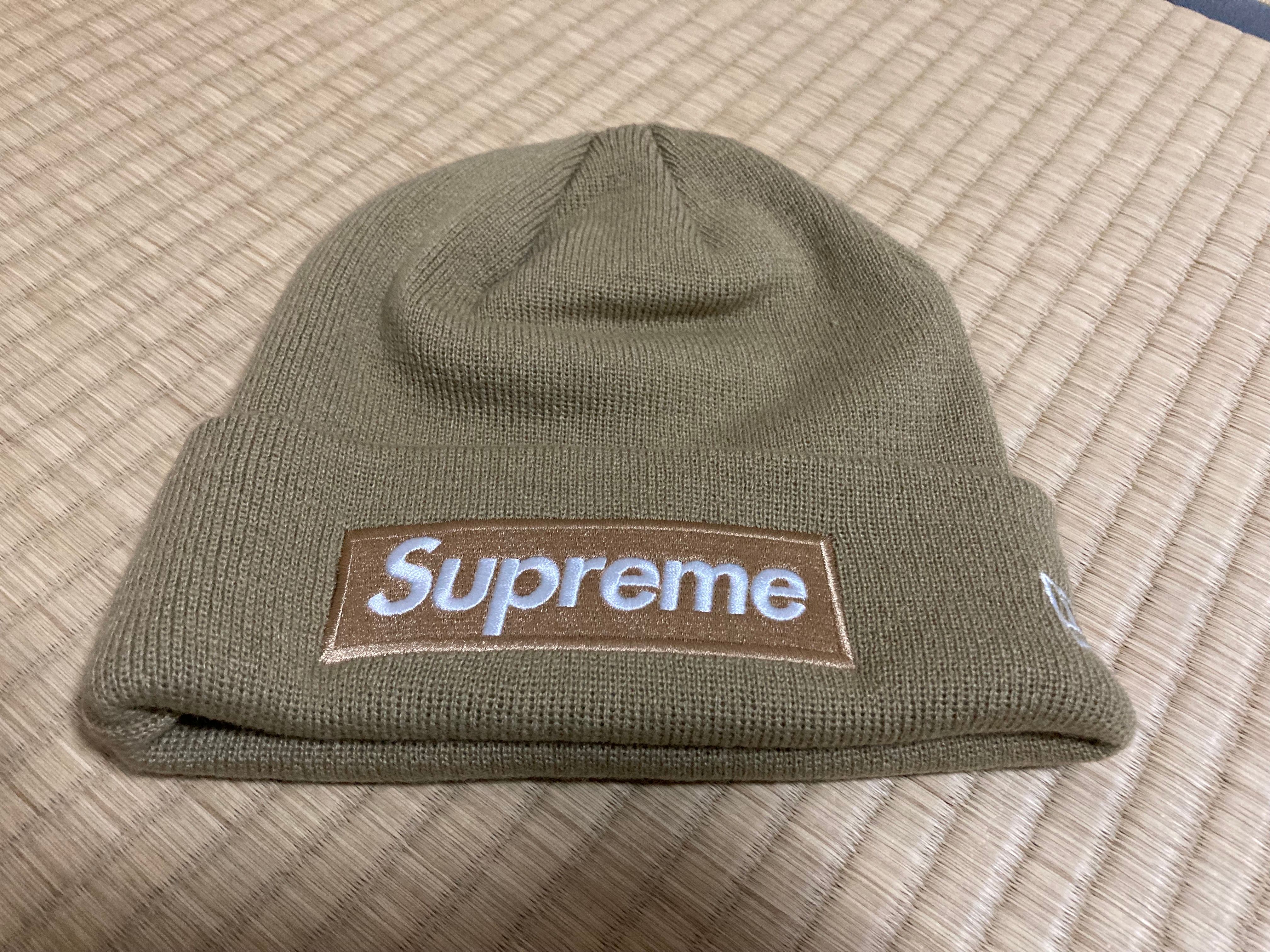 Supreme New Era Box Logo Beanie "Dark Sand" (23FW)