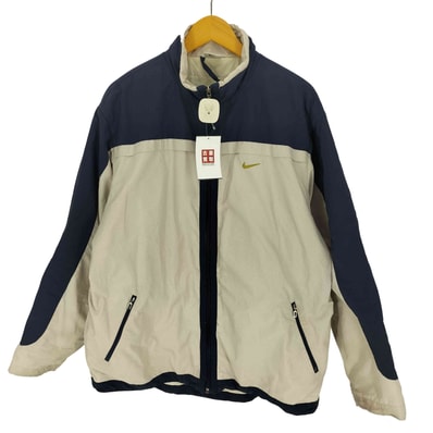 90-00S 白タグ スウッシュ刺繍 バイカラー リップストップ ジップアップ ナイロン ジャケット【1141607667087】