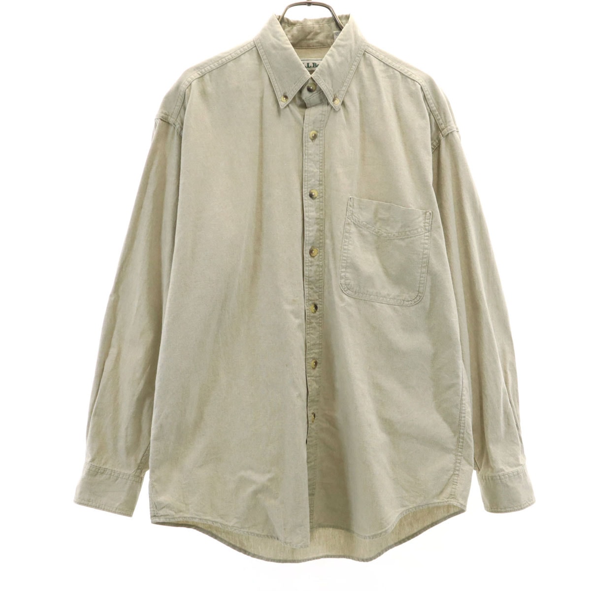 L.L.Bean エルエルビーン 80s 90s オールド 長袖 ボタンダウンシャツ M グレージュ アウトドア