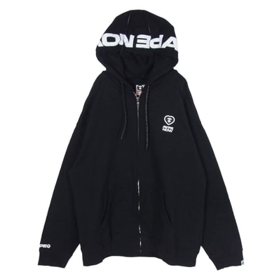 A BATHING APE アベイシングエイプ パーカー AAPSWMC345XXN AAPE エーエイプ ape head zip-up hoodie フードロゴプリント ジップアップ パーカー フーディ ブラック系 XXL【中古】