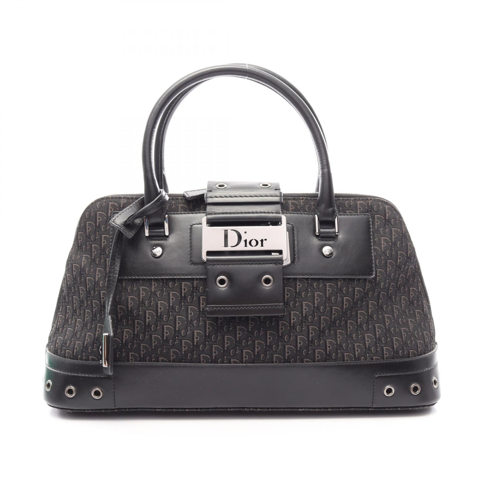 ディオール Dior ストリートシック トロッター ハンドバッグ バッグ キャンバス レザー レディース ブラック系 【中古】