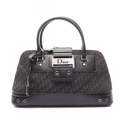 ディオール Dior ストリートシック トロッター ハンドバッグ バッグ キャンバス レザー レディース ブラック系 【中古】