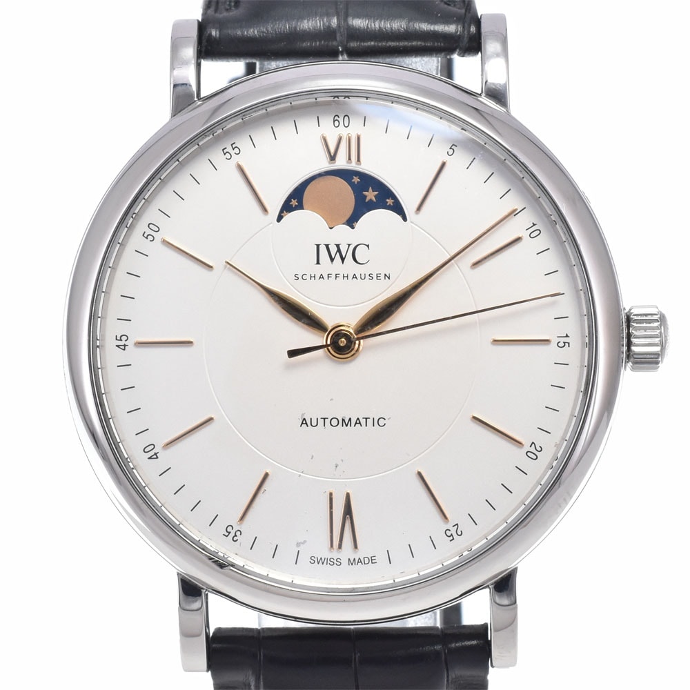 IWC IWC SCHAFFHAUSEN IW459401 ポートフィノ ムーンフェイズ シルバー 自動巻き メンズ 良品 腕時計 R#148934