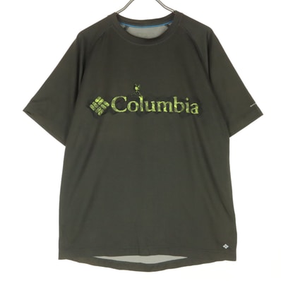 Columbia コロンビア ロゴプリント 半袖 クルーネック Tシャツ ブラウン