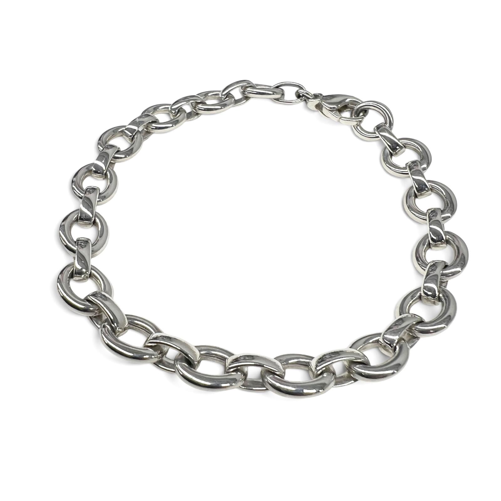 TIFFANY 希少 極美品 ティファニーオーバルリンク ブレスレット シルバー SV925 ユニセックス ヴィンテージ バングル アクセサリー Aランク 中古 鑑定済 ティファニーアクセ