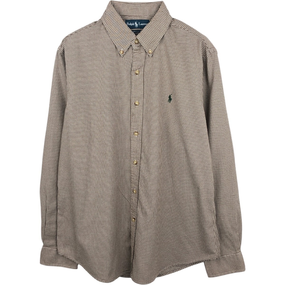 古着 ラルフローレン Ralph Lauren CUSTOM FIT ギンガムチェック 長袖 ボタンダウンチェックシャツ メンズL相当/eaa661293
