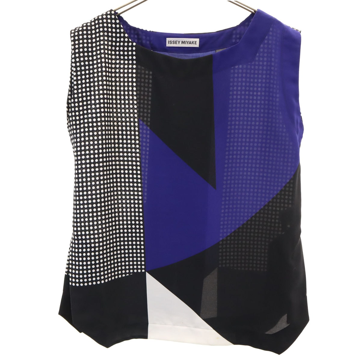 ISSEY MIYAKE イッセイミヤケ 日本製 ドット柄 ノースリーブ ブラウス 2 マルチ