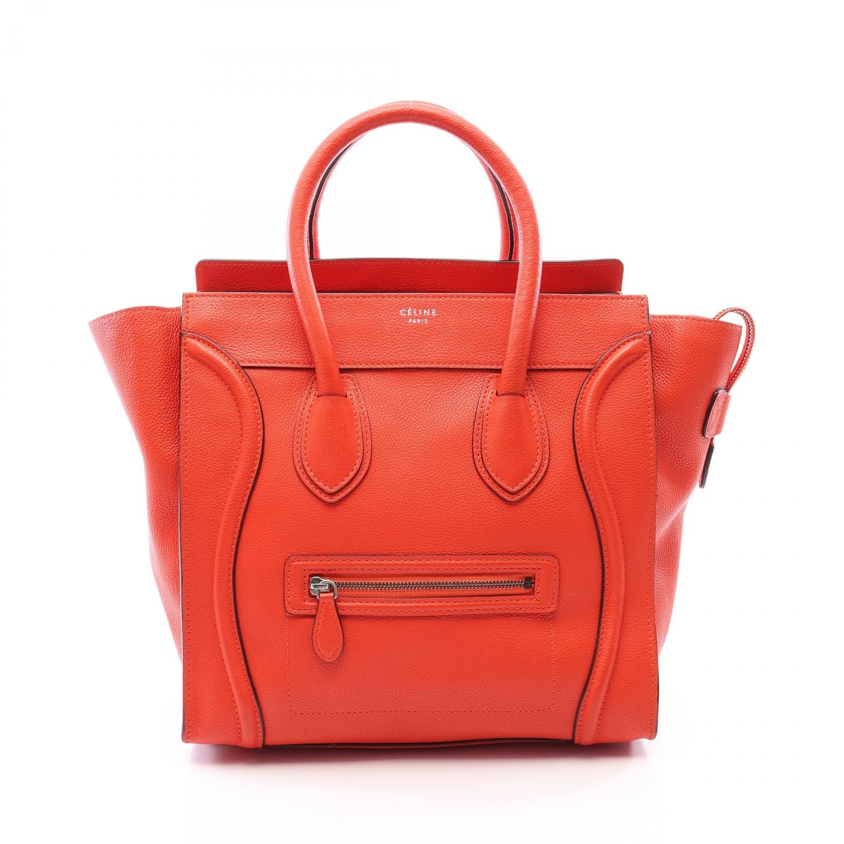 セリーヌ CELINE ラゲージ ミニショッパー ハンドバッグ バッグ レザー レディース レッド系 【中古】