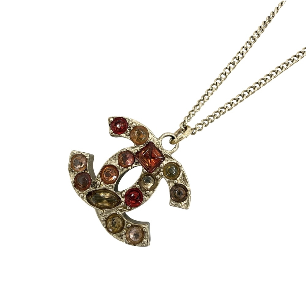 CHANEL シャネル ネックレス ココマーク ヴィンテージ アクセサリー GP  ラインストーン   07A レディース 約8.1g 2007年【中古品】